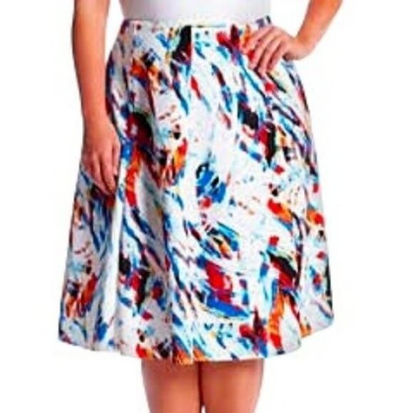NWT Chelsea & Theodore Vivid Colors Abstract Scuba Skirt 3X - Picture 2 of 10